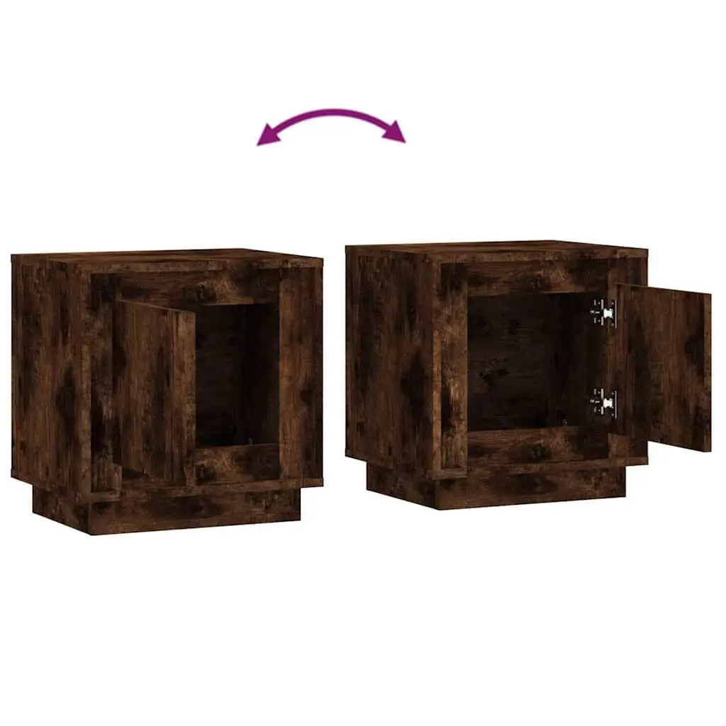 Bedside Cabinets 2 pcs Brown Modern Nightstand Storage Table Engineered Wood