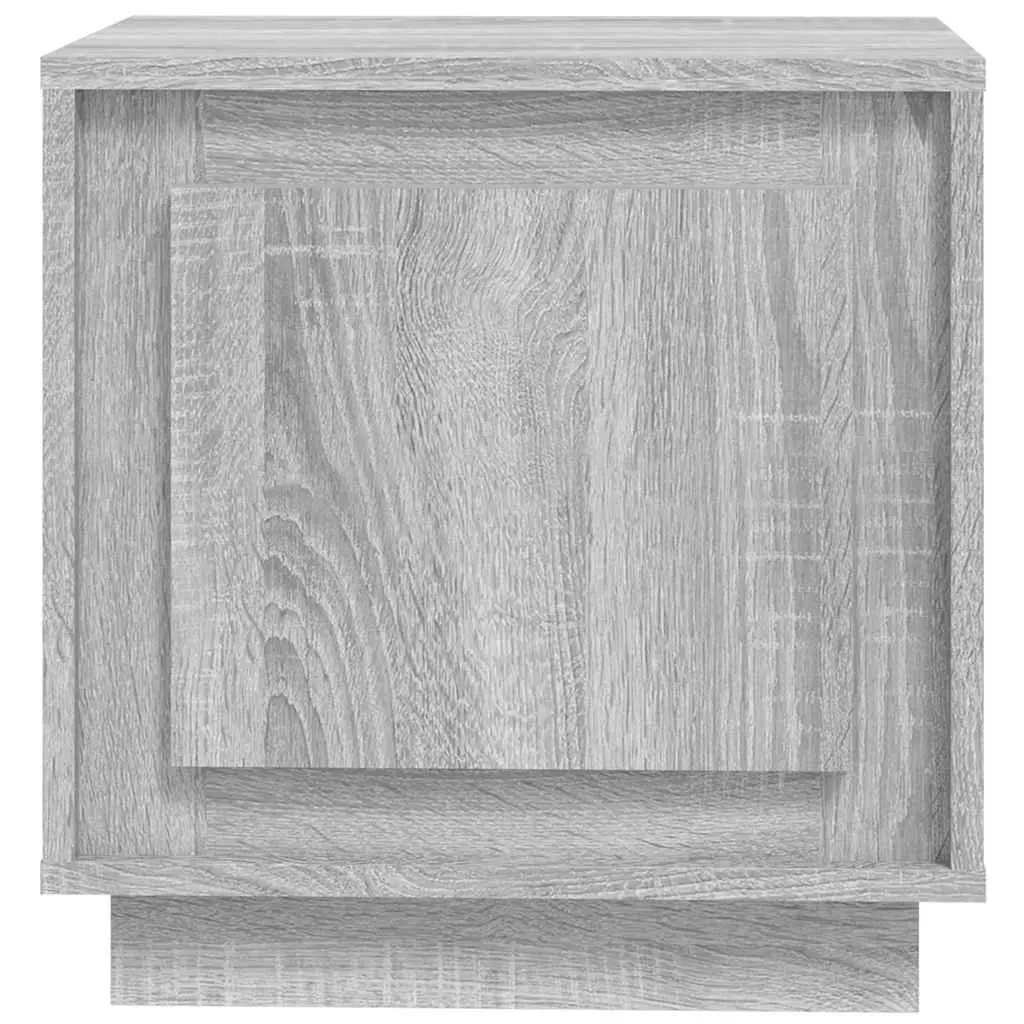 Bedside Cabinet Engineered Wood 44 x 35 x 45 cm Grey 2 Piece Nightstand Storage Door Organizer