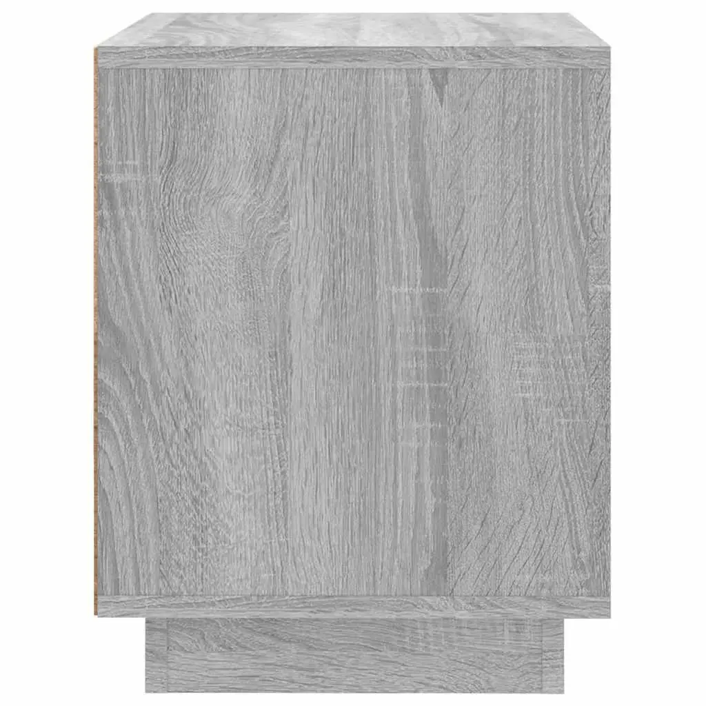 Bedside Cabinet Engineered Wood 44 x 35 x 45 cm Grey 2 Piece Nightstand Storage Door Organizer