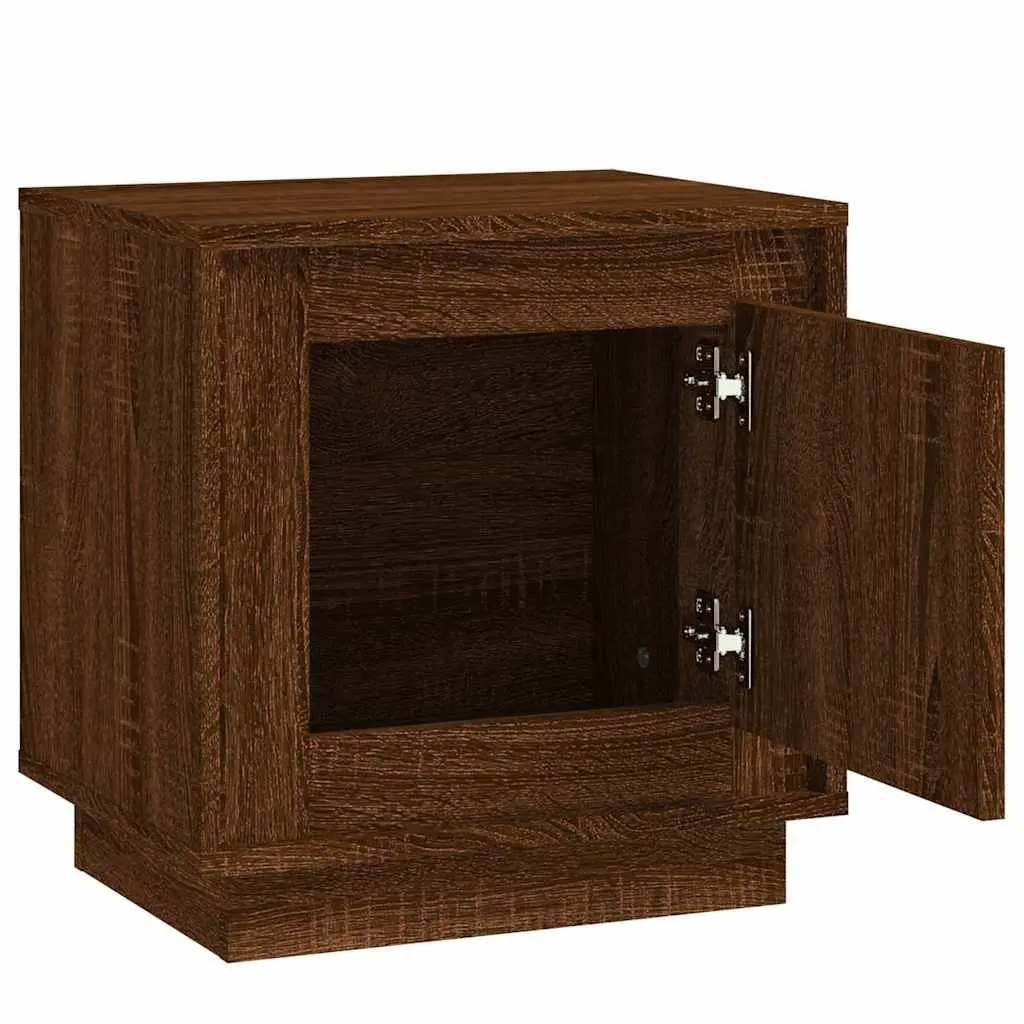 Brown Oak Engineered Wood Bedside Cabinets Set of 2 Modern Nightstand 44x35x45 cm Storage Cabinet