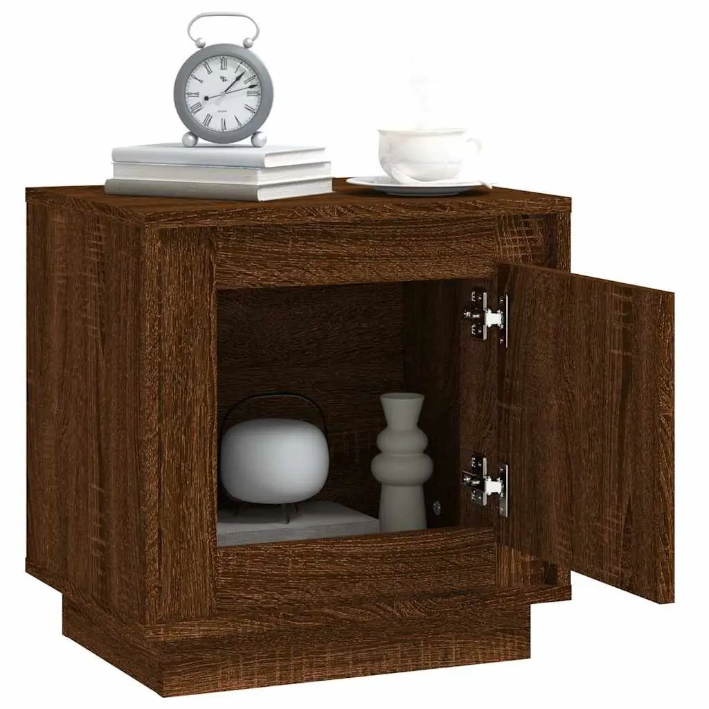 Brown Oak Engineered Wood Bedside Cabinets Set of 2 Modern Nightstand 44x35x45 cm Storage Cabinet