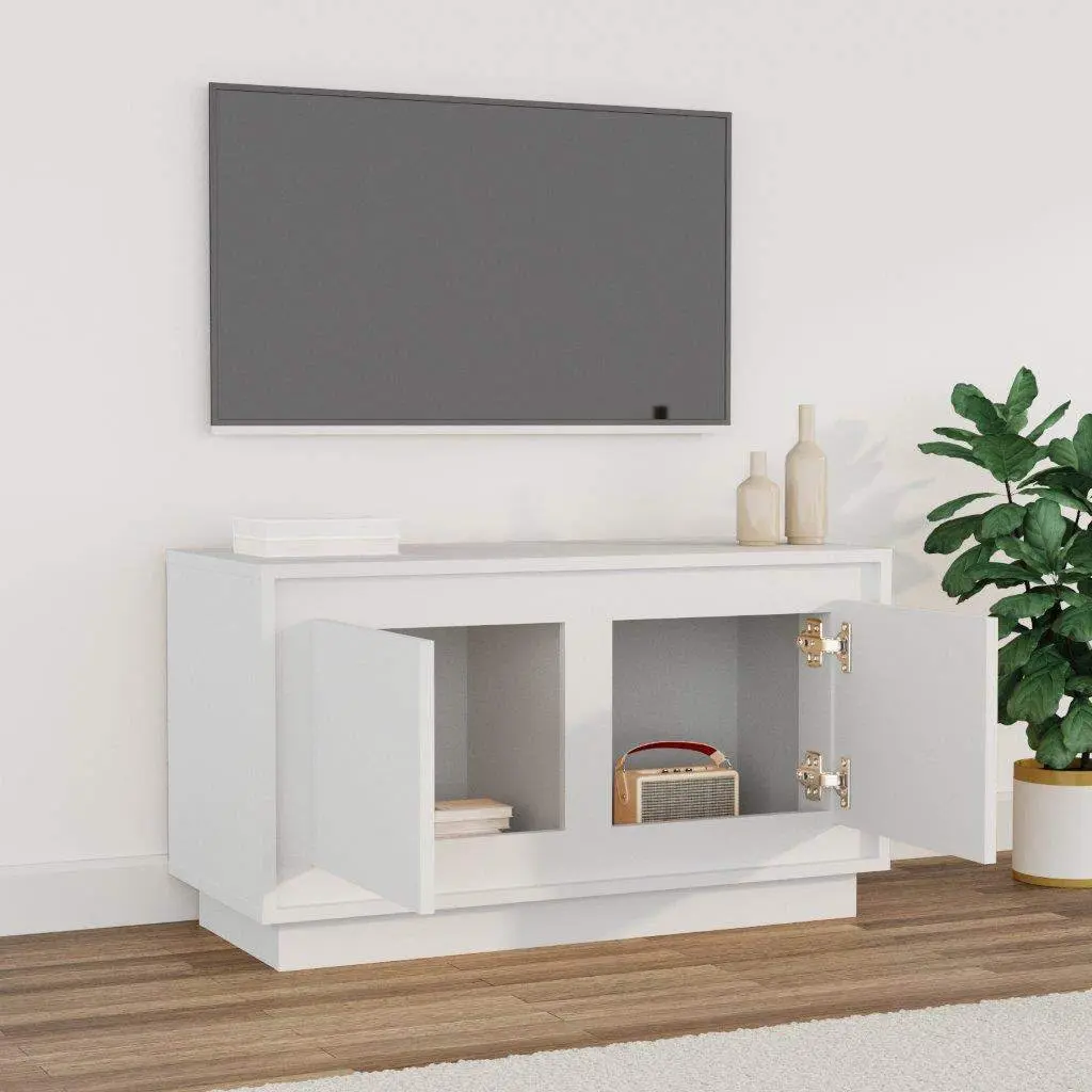 TV Cabinet Engineered Wood 80x35x45cm White Media Unit Storage Furniture