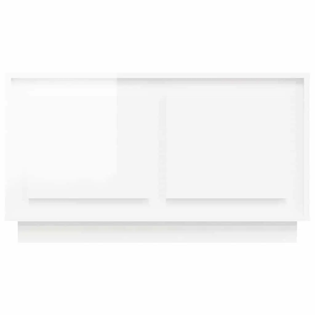 TV Cabinet Engineered Wood 80 x 35 x 45 cm High Gloss White Media Stand Storage Unit Living Room Furniture