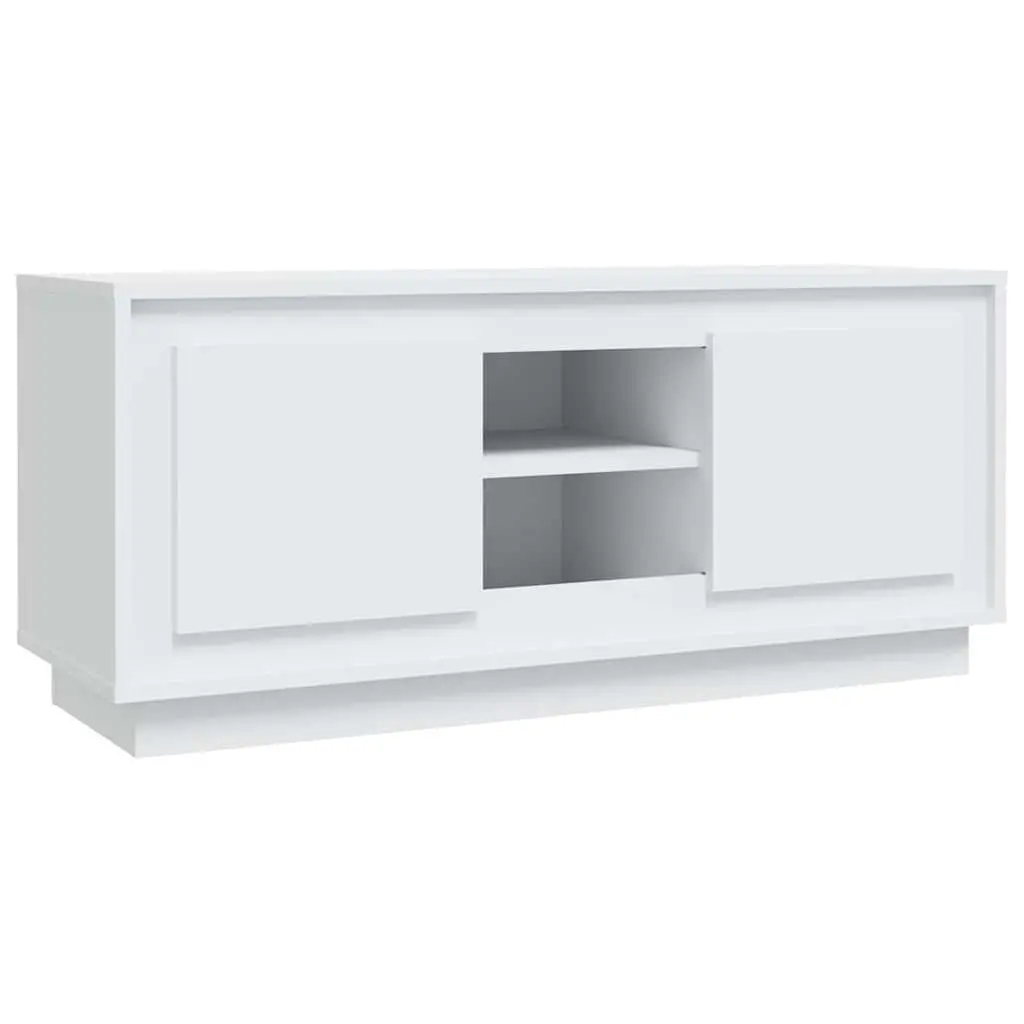 TV Cabinet White Media Storage Unit Engineered Wood Living Room Furniture