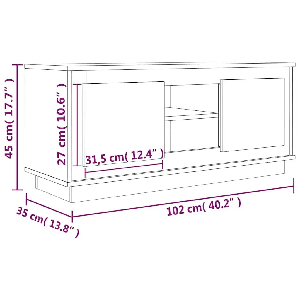 TV Cabinet White Media Storage Unit Engineered Wood Living Room Furniture