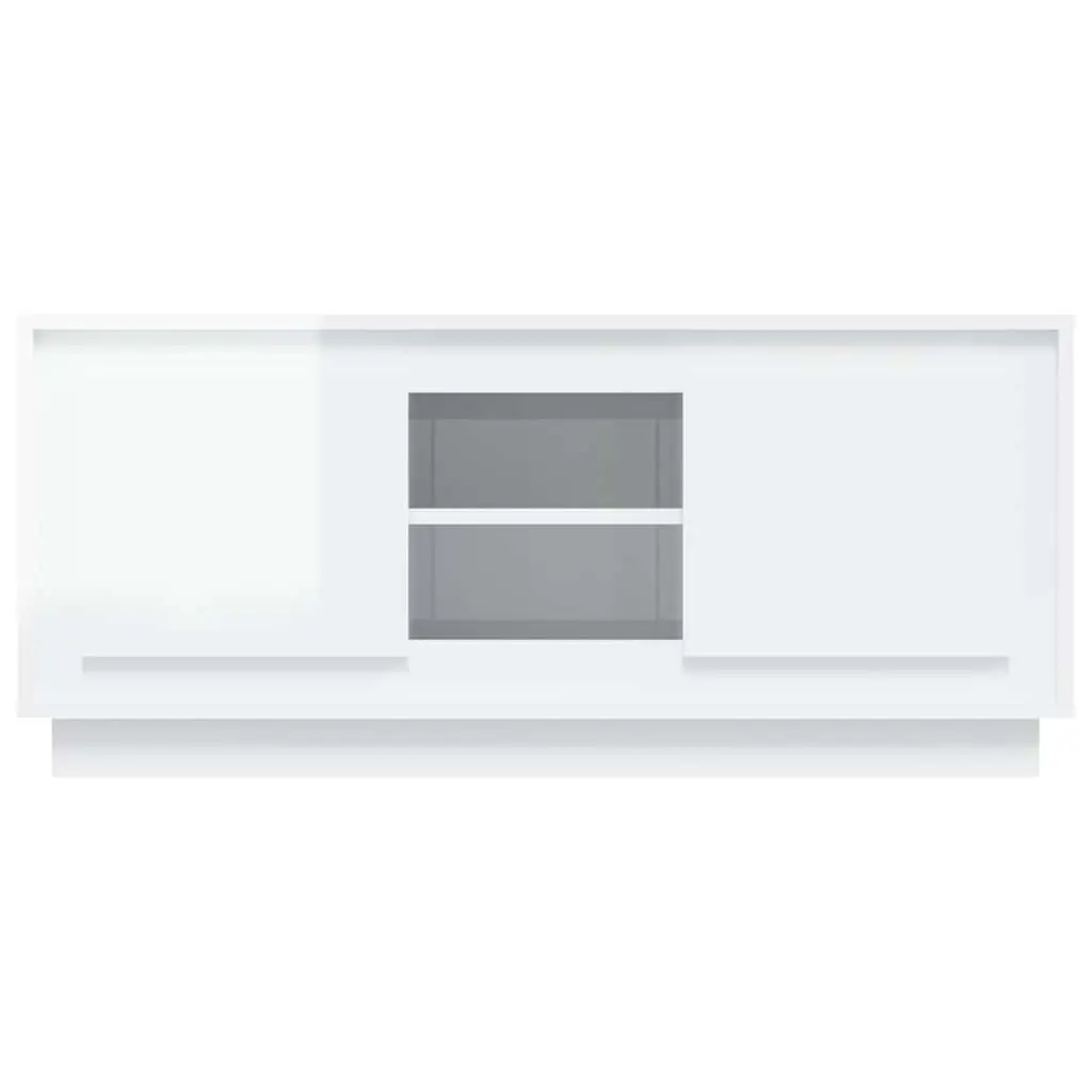 TV Cabinet Engineered Wood 102x35x45cm White High Gloss Modern Media Storage Unit