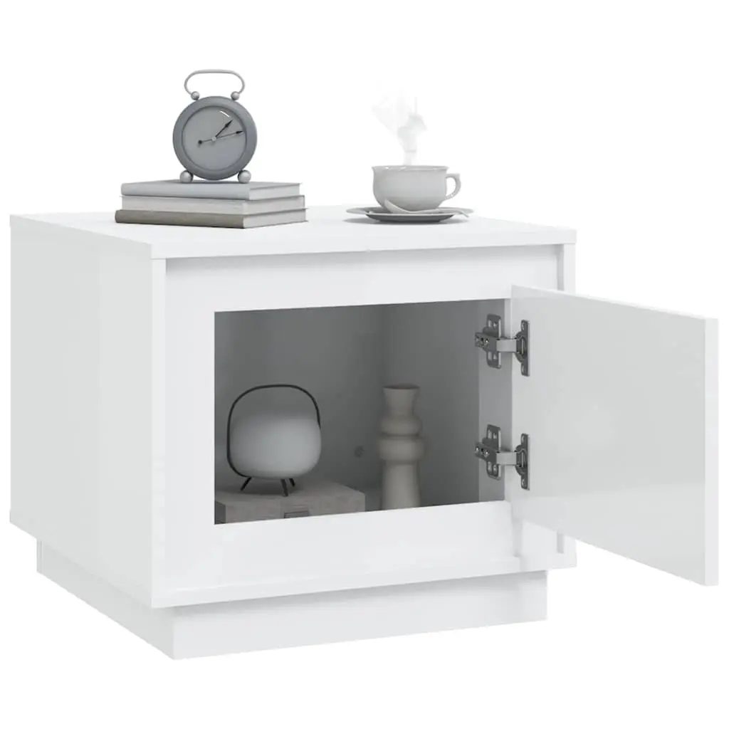 Coffee Table High Gloss White Storage Cabinet Living Room Accent Furniture