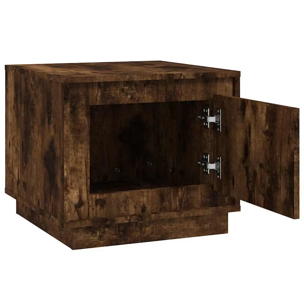 Coffee Table Engineered Wood Smoked Oak 51x50x44cm with Storage Door for Living Room