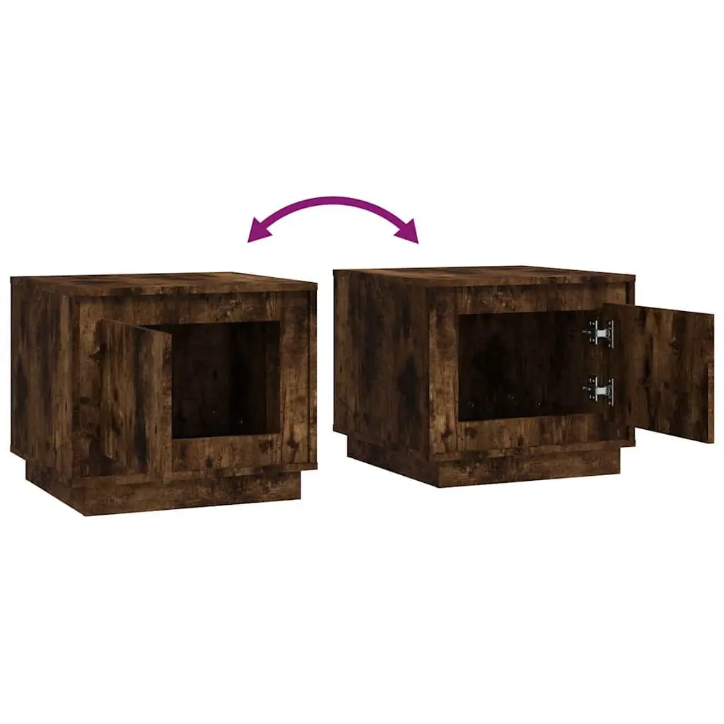 Coffee Table Engineered Wood Smoked Oak 51x50x44cm with Storage Door for Living Room