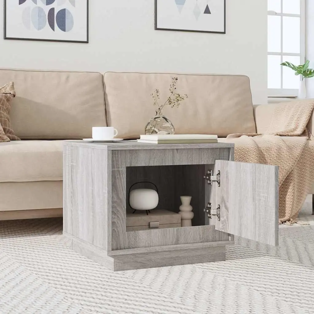 Coffee Table Engineered Wood Grey 51Lx50Wx44H cm Storage Cabinet
