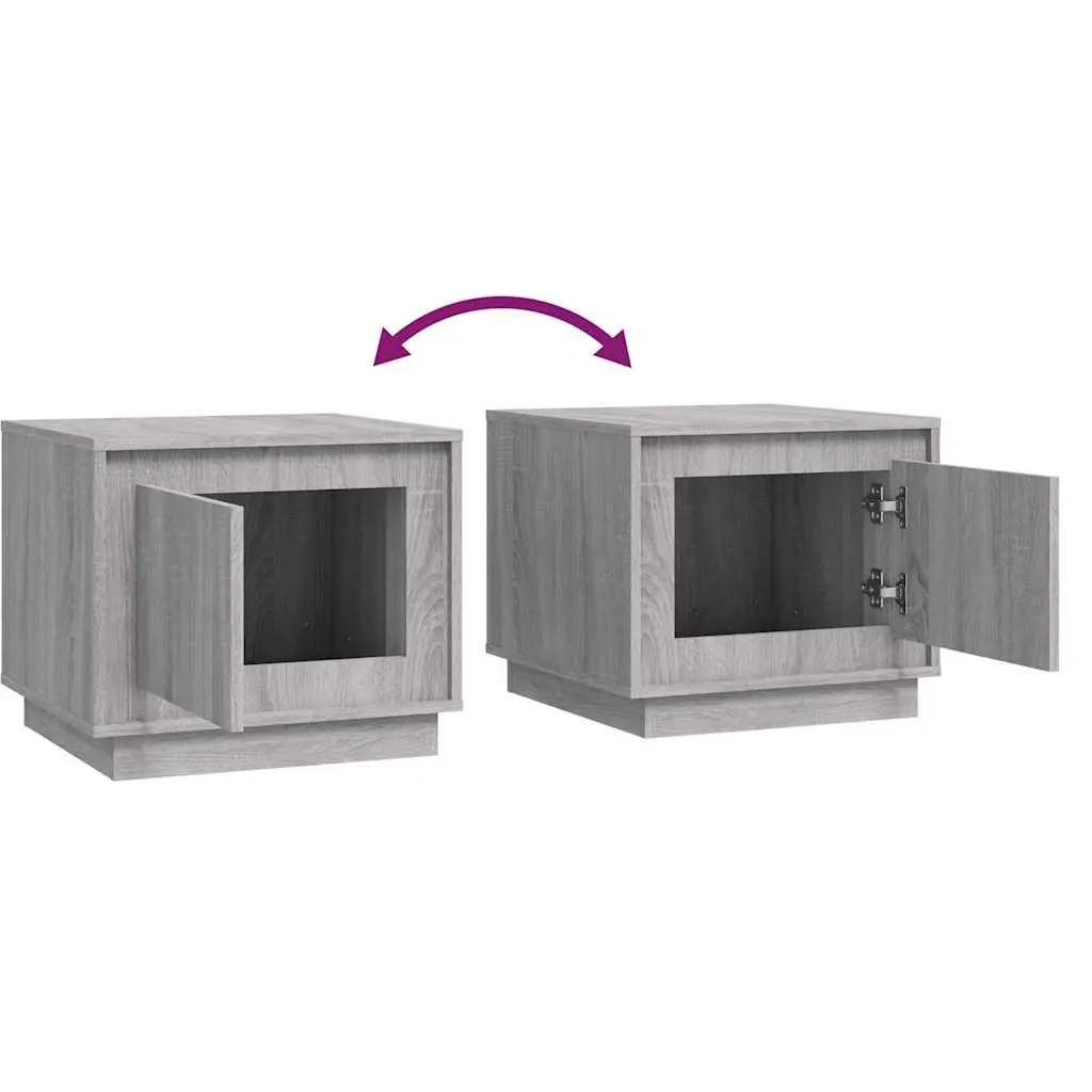 Coffee Table Engineered Wood Grey 51Lx50Wx44H cm Storage Cabinet