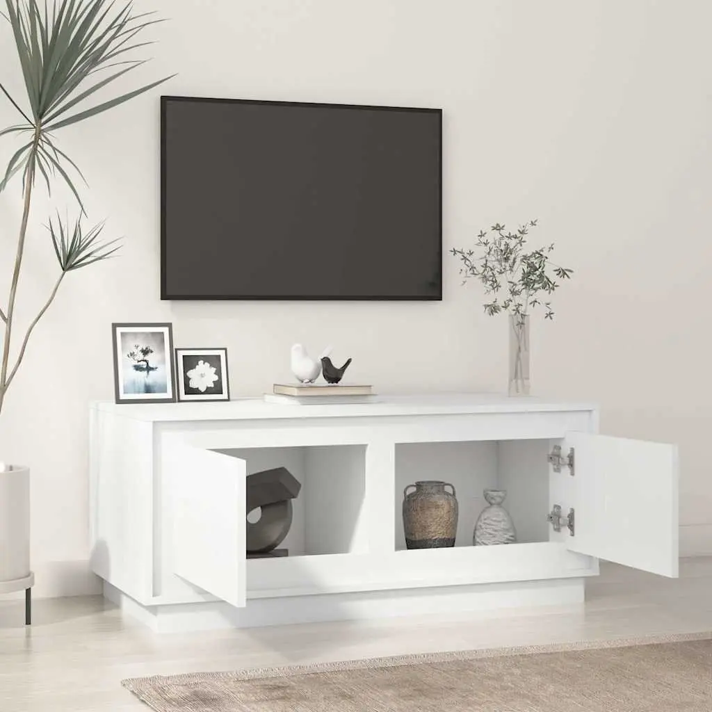 Coffee Table Engineered Wood White High Gloss 102L x 50W x 44H cm