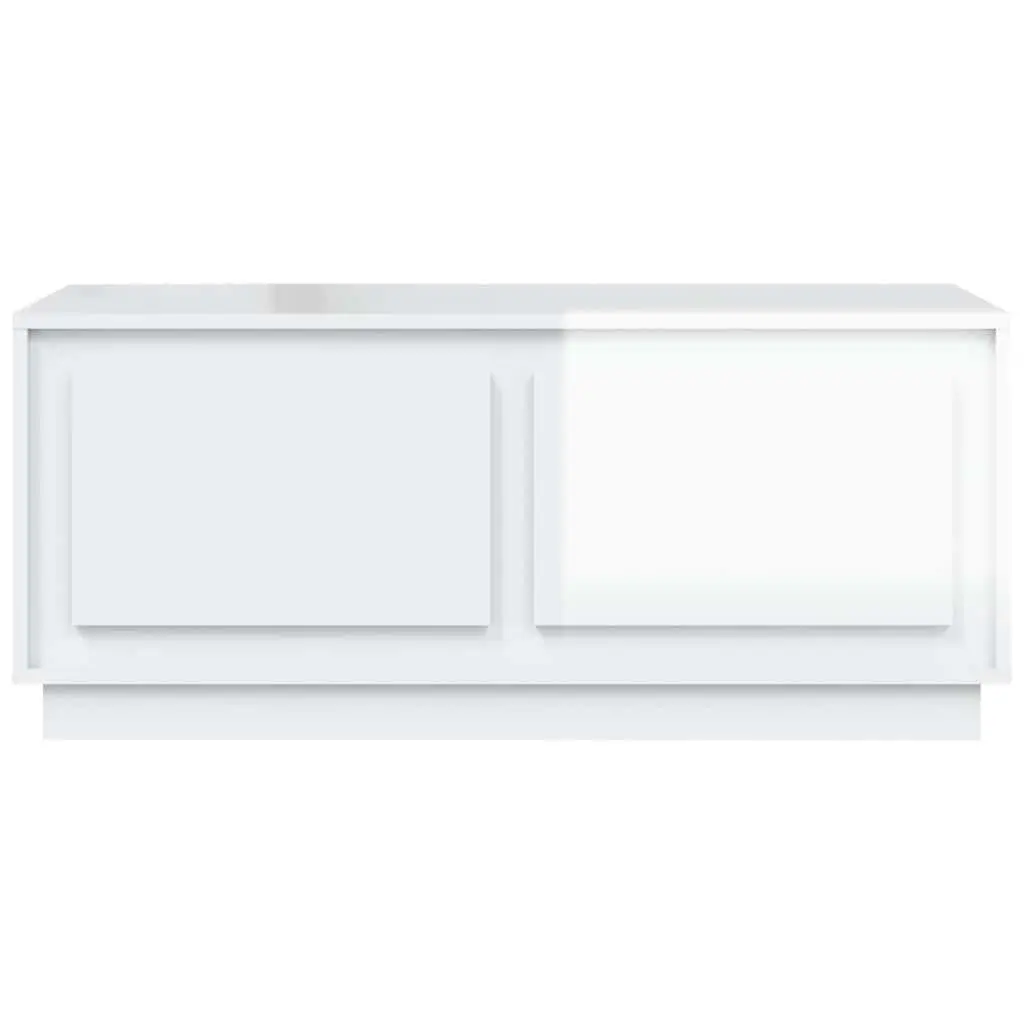 Coffee Table Engineered Wood White High Gloss 102L x 50W x 44H cm