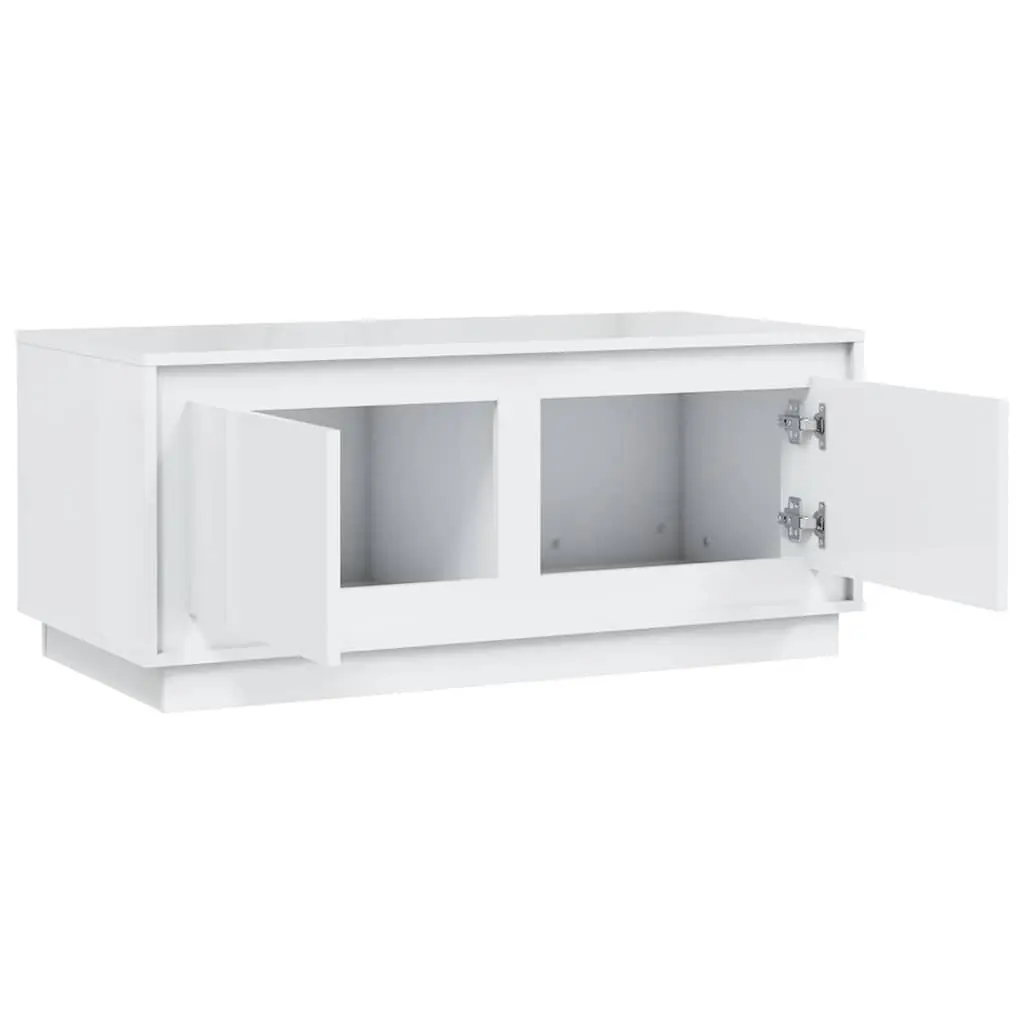 Coffee Table Engineered Wood White High Gloss 102L x 50W x 44H cm