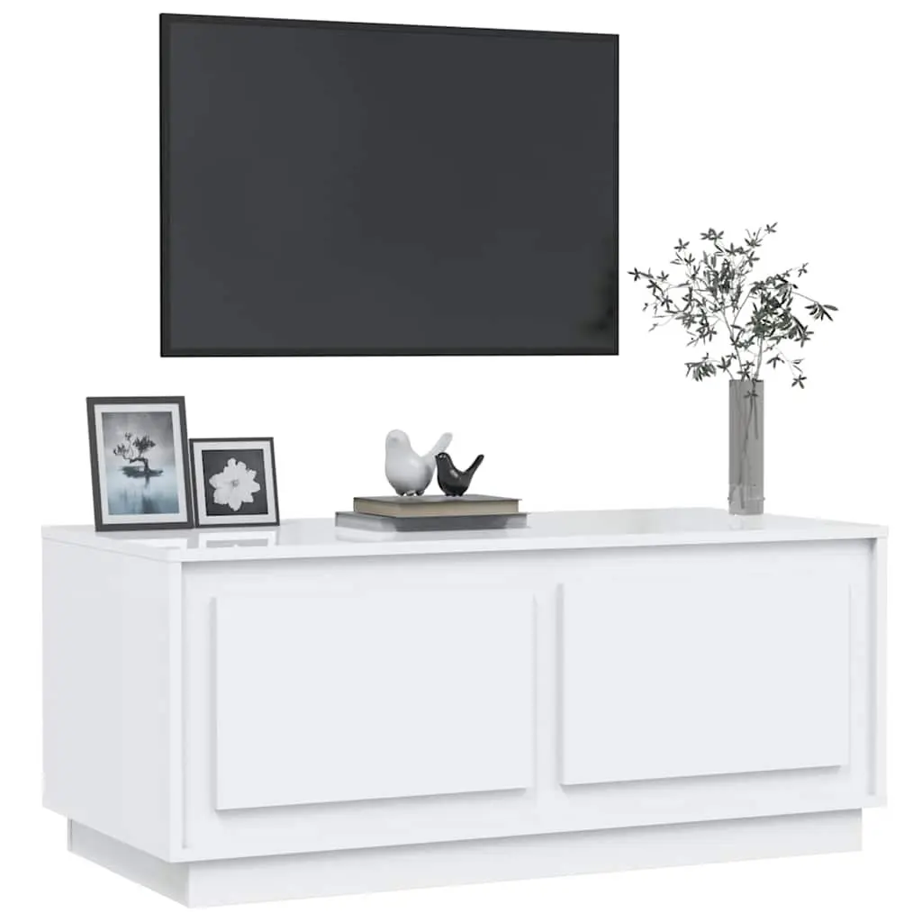 Coffee Table Engineered Wood White High Gloss 102L x 50W x 44H cm