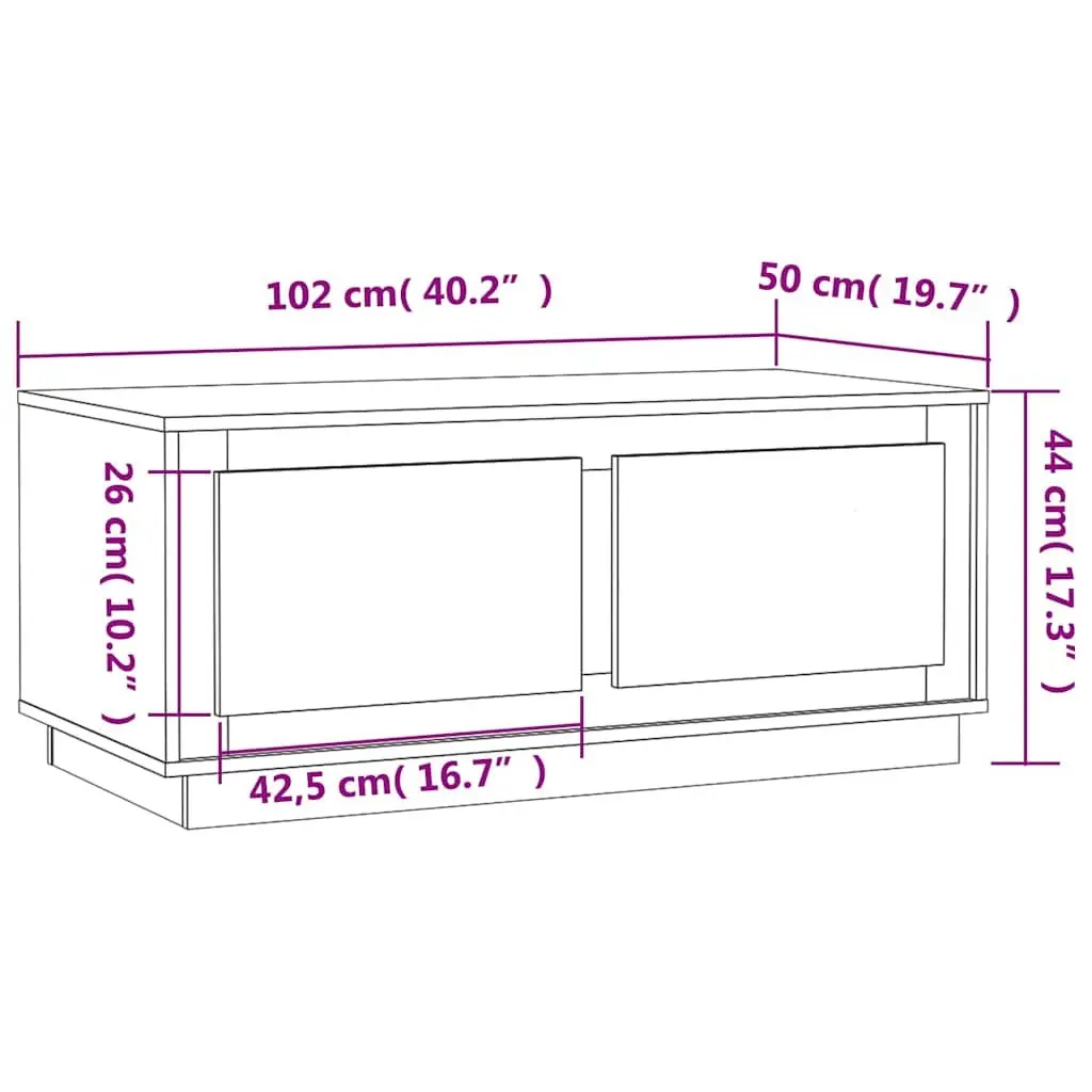 Coffee Table Grey Sonoma 102x50x44cm Storage Compartments Living Room Furniture
