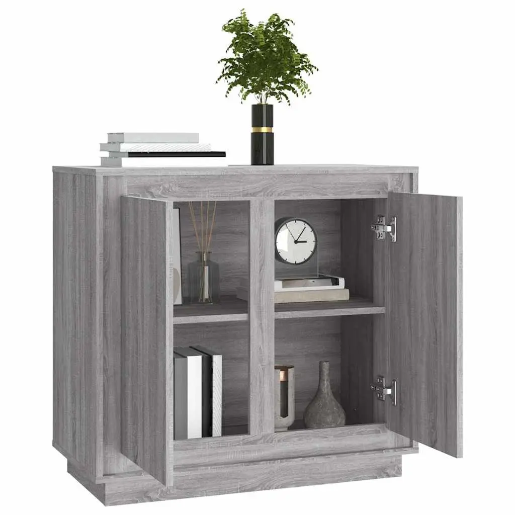 Sideboard Engineered Wood Grey 80x34x75cm Storage Cabinet Compartments
