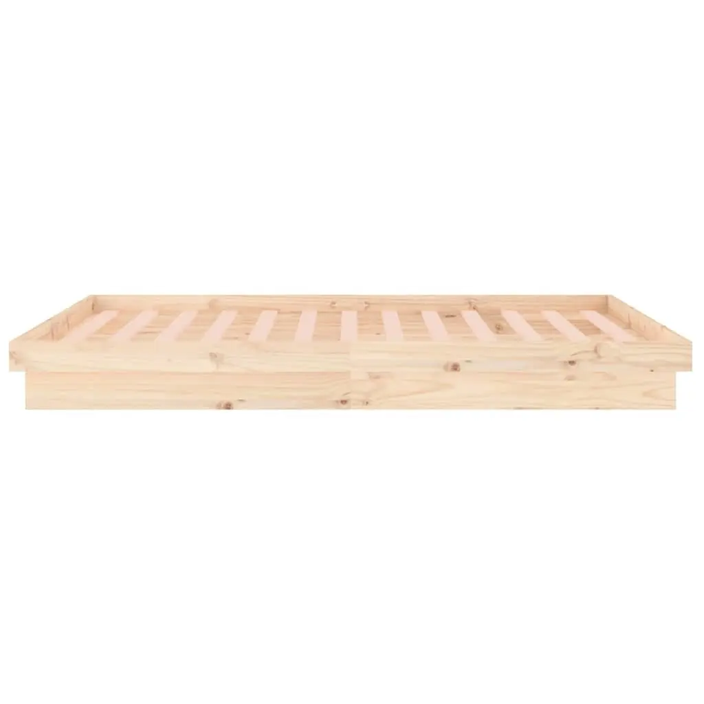 Solid Wood Bed Frame 150x200 cm Brown with LED Lighting