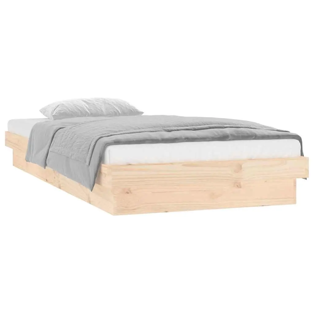 Solid Wood Bed Frame 90x190 cm Brown with LED Lights and Remote Control