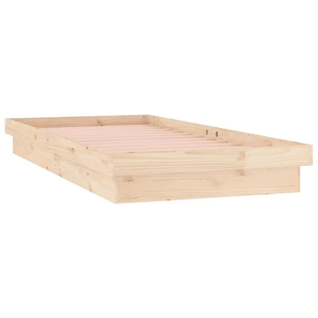 Solid Wood Bed Frame 90x190 cm Brown with LED Lights and Remote Control
