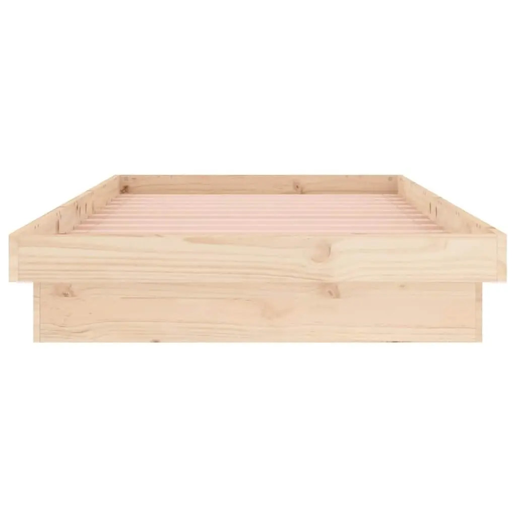 Solid Wood Bed Frame 90x190 cm Brown with LED Lights and Remote Control