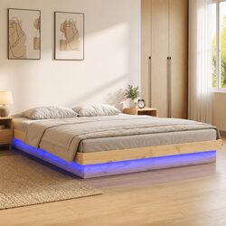 Functional Bed Frame with LED Lights 135x190 cm