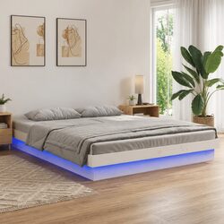 Practical LED Bed Frame in White 135x190 cm