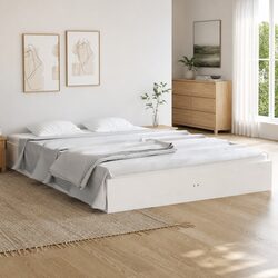 Versatile White Solid Wood Bed Frame 150x200 cm for Any Room