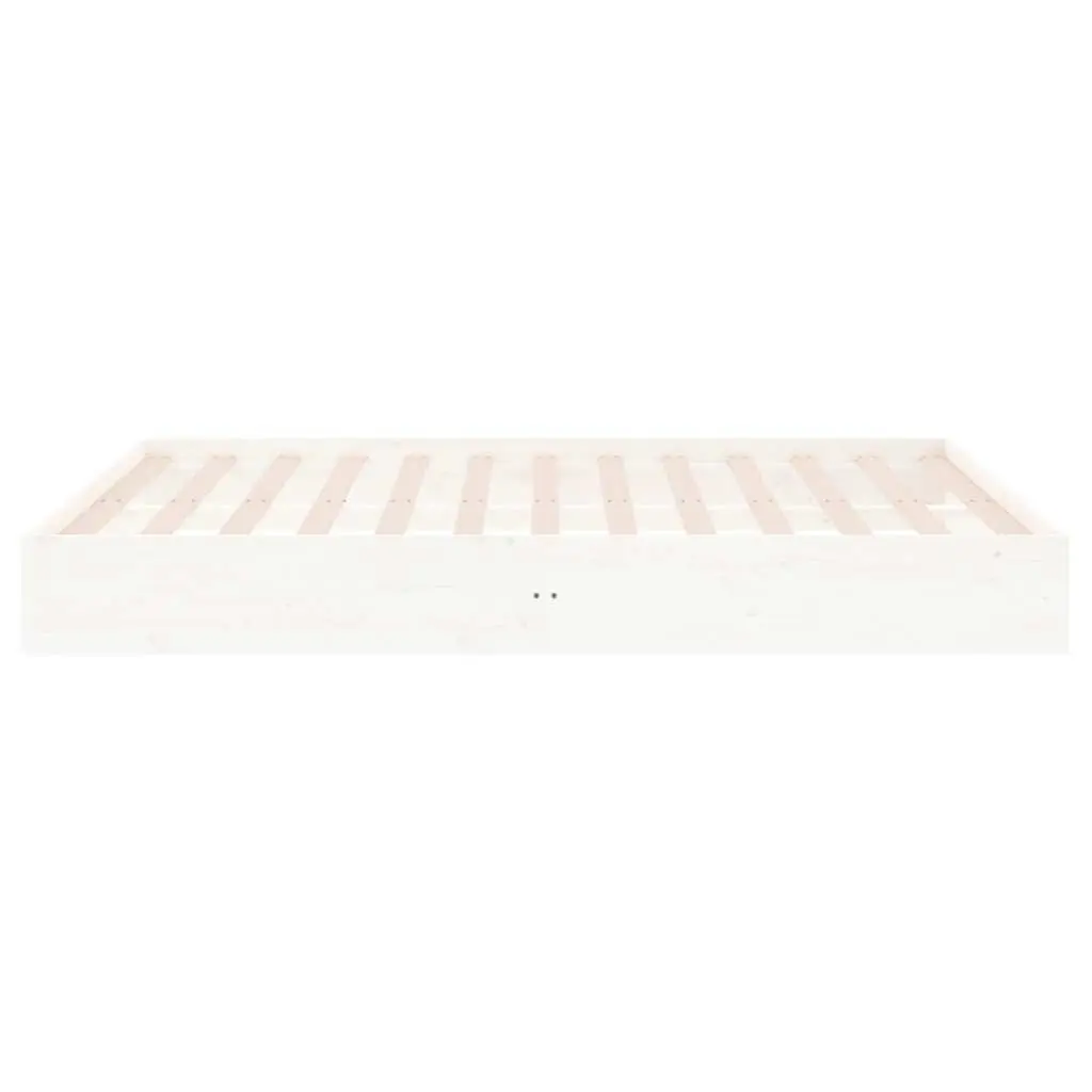 White Solid Wood Bed Frame 150x200 cm Slatted Base Modern Bedroom Furniture