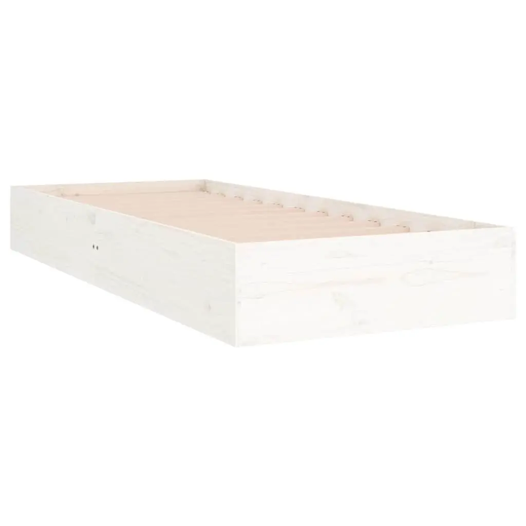 Single Bed Frame Solid Pine Wood 90x190 cm White Slatted Base Modern