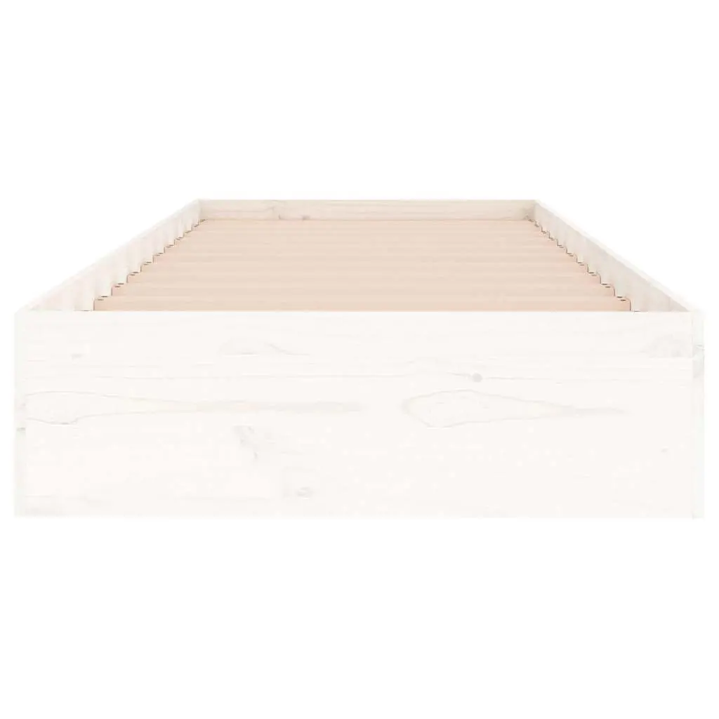 Single Bed Frame Solid Pine Wood 90x190 cm White Slatted Base Modern