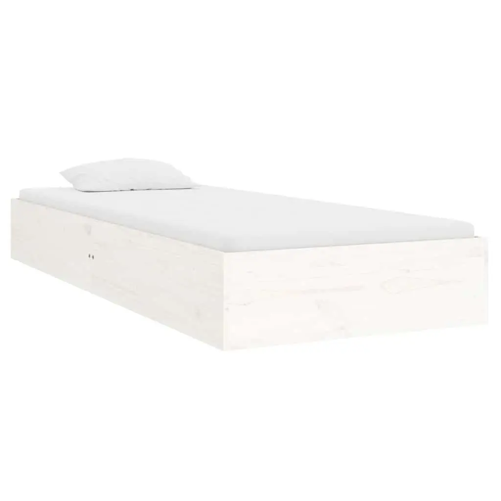 Single Bed Frame Solid Pine Wood 90x190 cm White Slatted Base Modern
