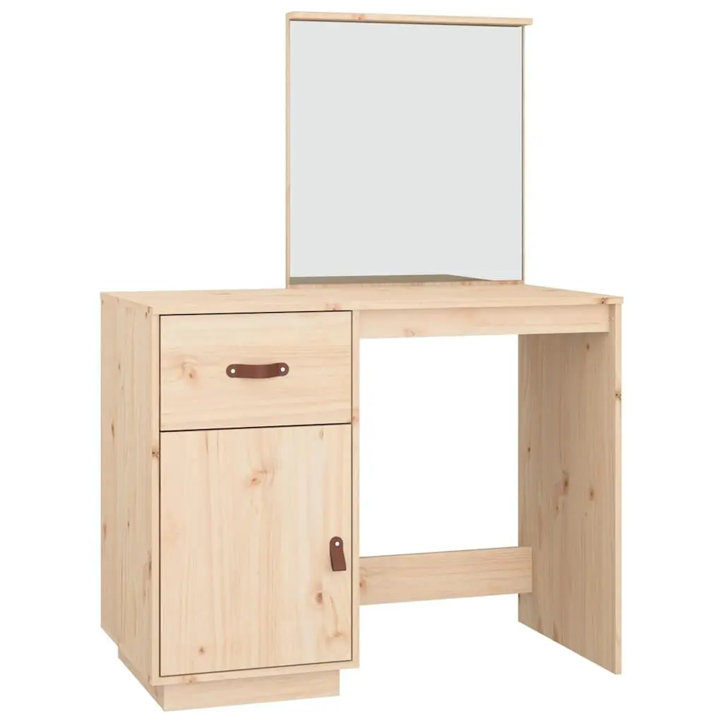 Dressing Table 95x50x134 cm Solid Pine Wood Vanity with Mirror Drawer Storage
