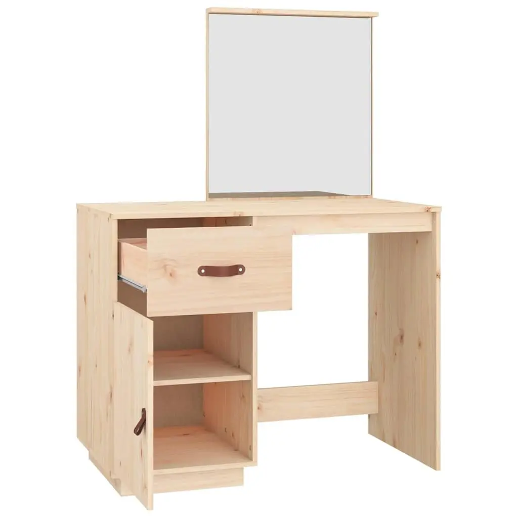 Dressing Table 95x50x134 cm Solid Pine Wood Vanity with Mirror Drawer Storage