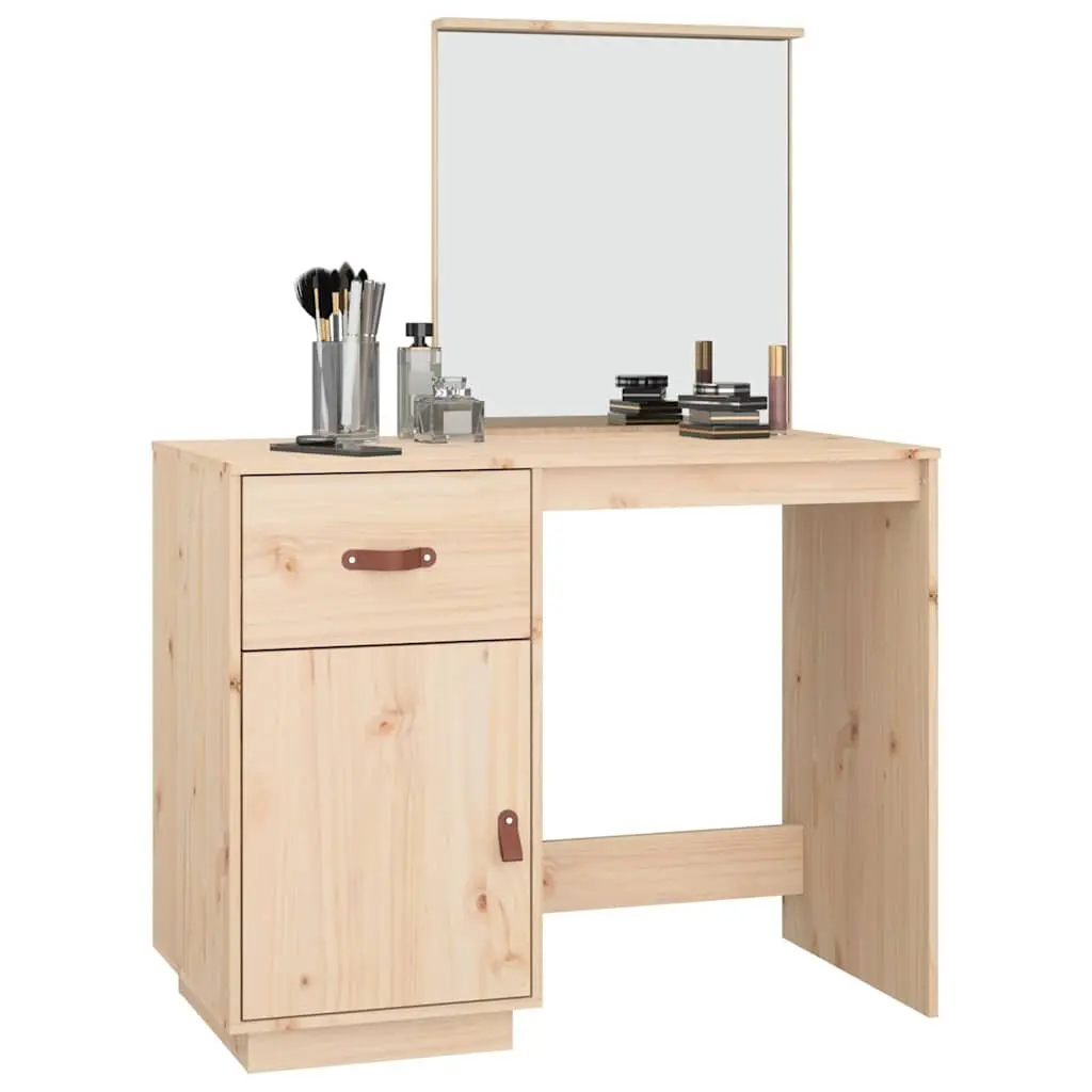 Dressing Table 95x50x134 cm Solid Pine Wood Vanity with Mirror Drawer Storage