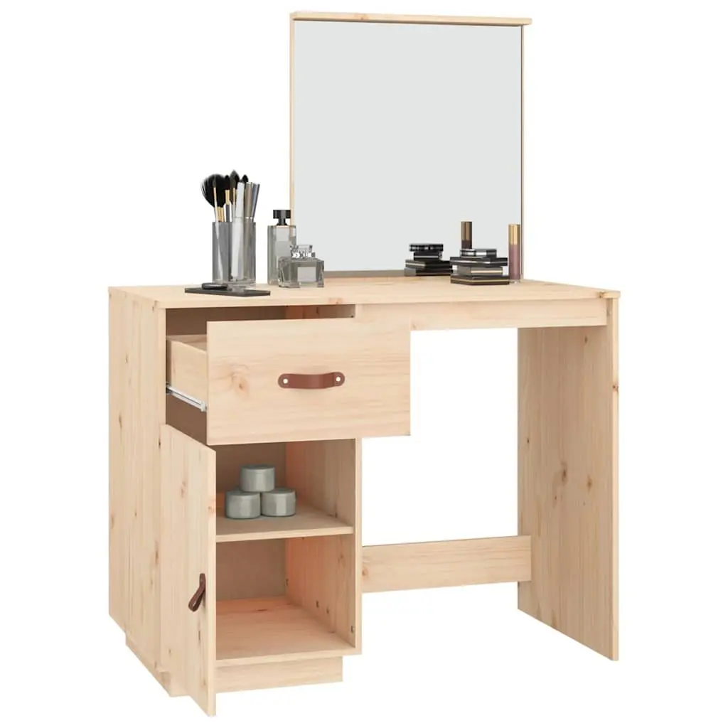 Dressing Table 95x50x134 cm Solid Pine Wood Vanity with Mirror Drawer Storage