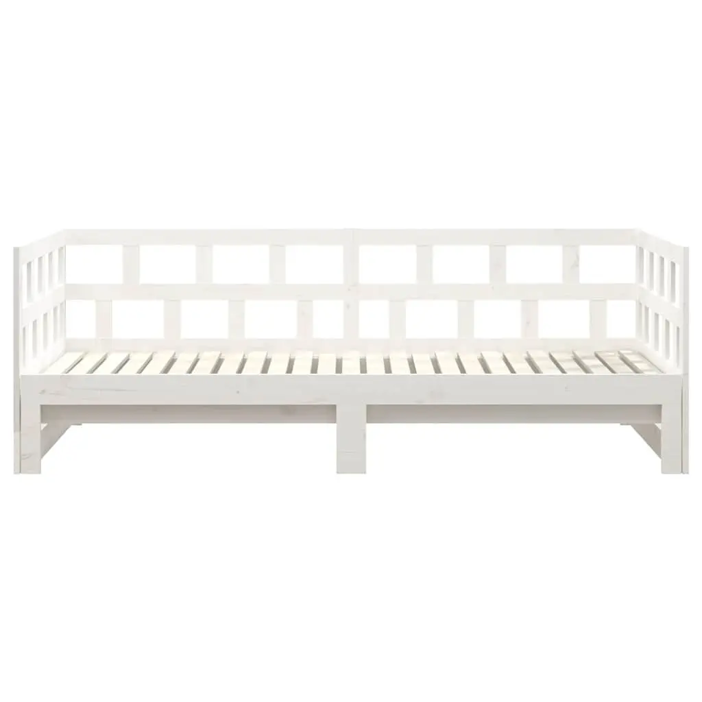 Pull-out Day Bed Frame Sofa Bed White Solid Pine Wood Guest Bed 2x90x190cm