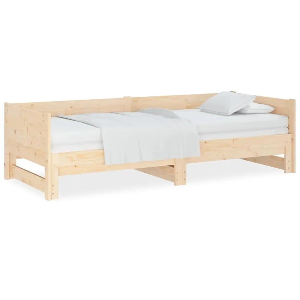 Pull-out Day Bed Solid Wood Pine Frame 90x190cm Brown
