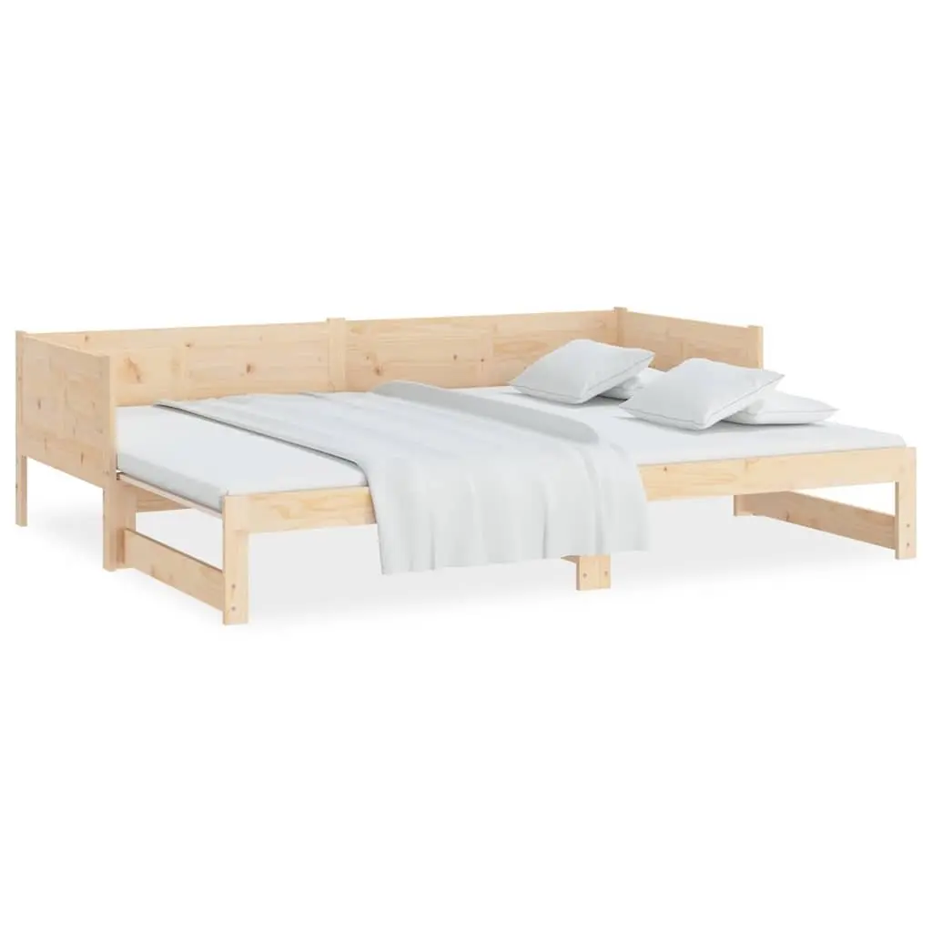 Pull-out Day Bed Solid Wood Pine Frame 90x190cm Brown