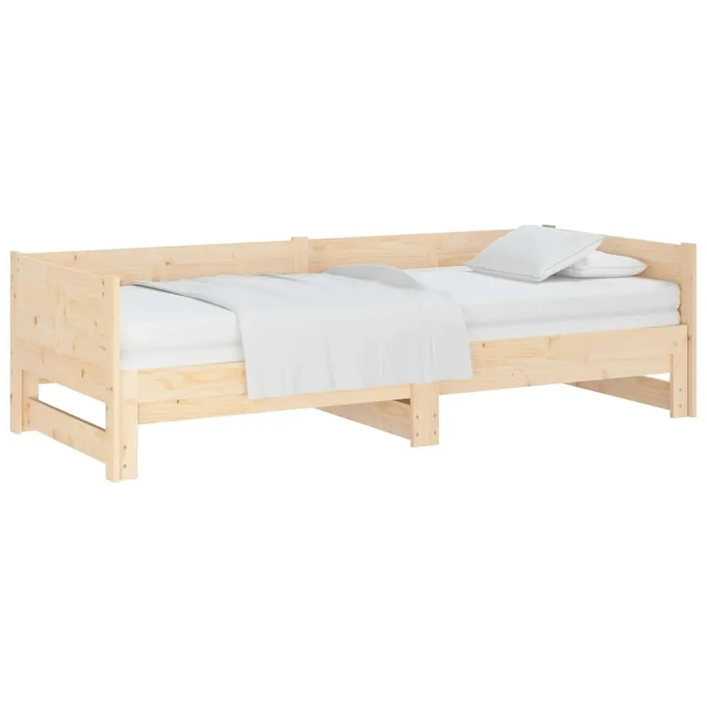 Pull-out Day Bed Solid Wood Pine Frame 90x190cm Brown