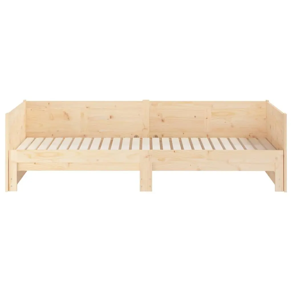 Pull-out Day Bed Solid Wood Pine Frame 90x190cm Brown