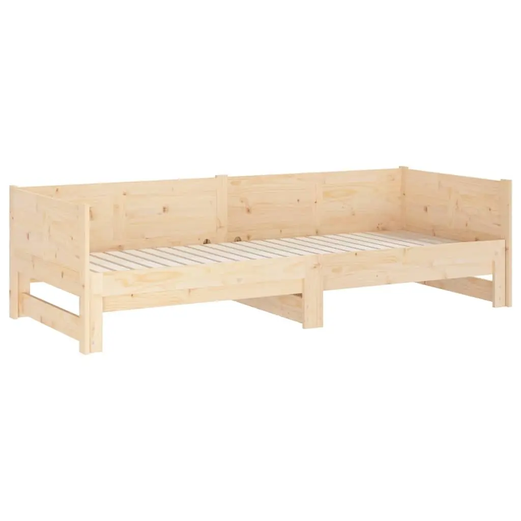 Pull-out Day Bed Solid Wood Pine Frame 90x190cm Brown
