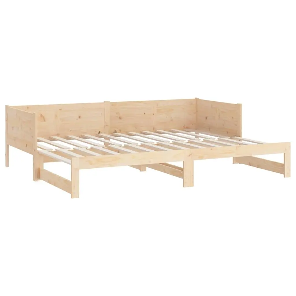 Pull-out Day Bed Solid Wood Pine Frame 90x190cm Brown