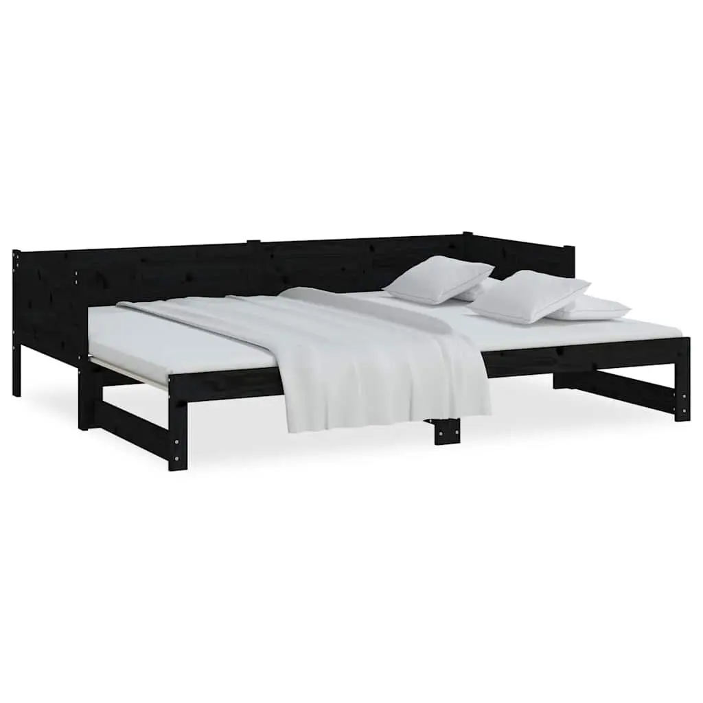 Day Bed Sofa Bed Frame Wooden Convertible 90x190cm Black