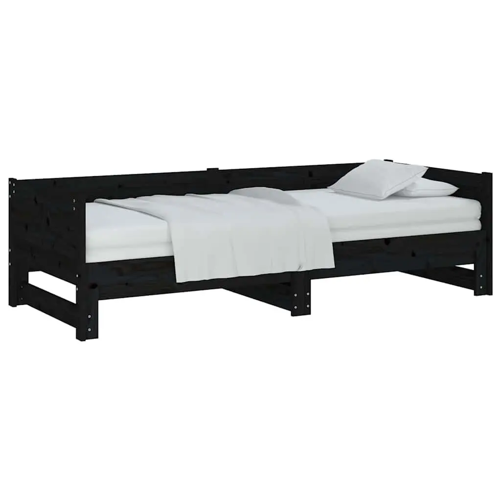 Day Bed Sofa Bed Frame Wooden Convertible 90x190cm Black