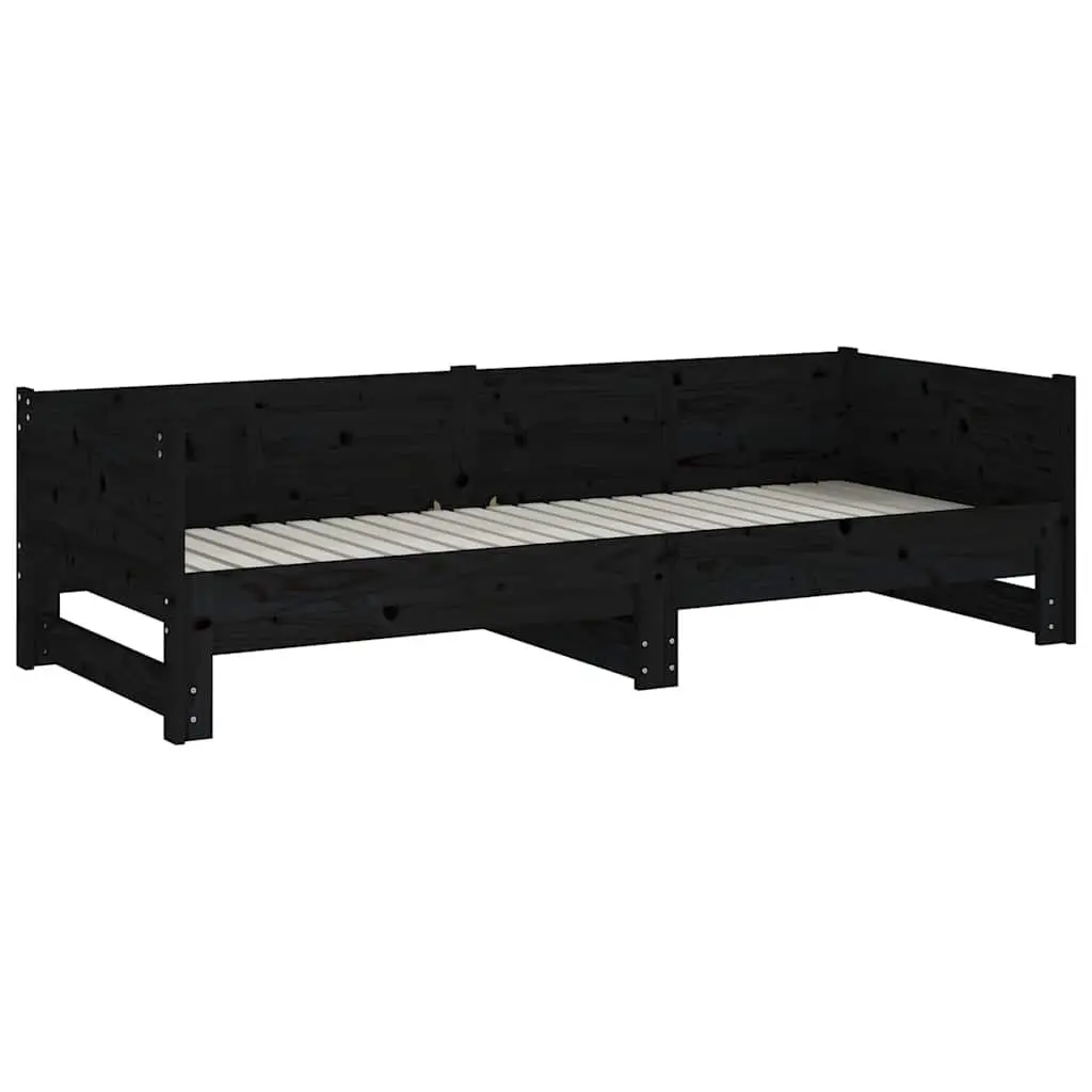 Day Bed Sofa Bed Frame Wooden Convertible 90x190cm Black
