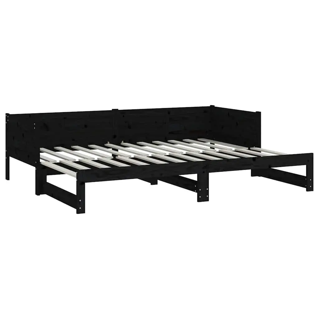 Day Bed Sofa Bed Frame Wooden Convertible 90x190cm Black