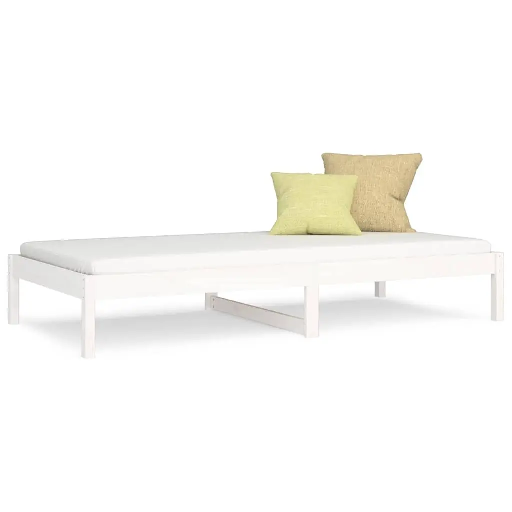 Day Bed Frame Solid Pine Wood 90x190cm White with Under Bed Storage Suitable for Living Room or Bedroom