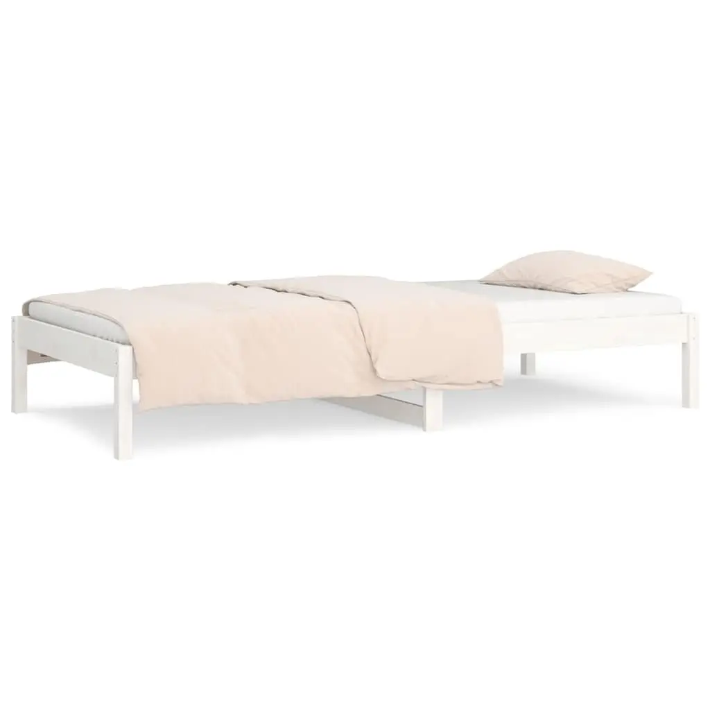Day Bed Frame Solid Pine Wood 90x190cm White with Under Bed Storage Suitable for Living Room or Bedroom