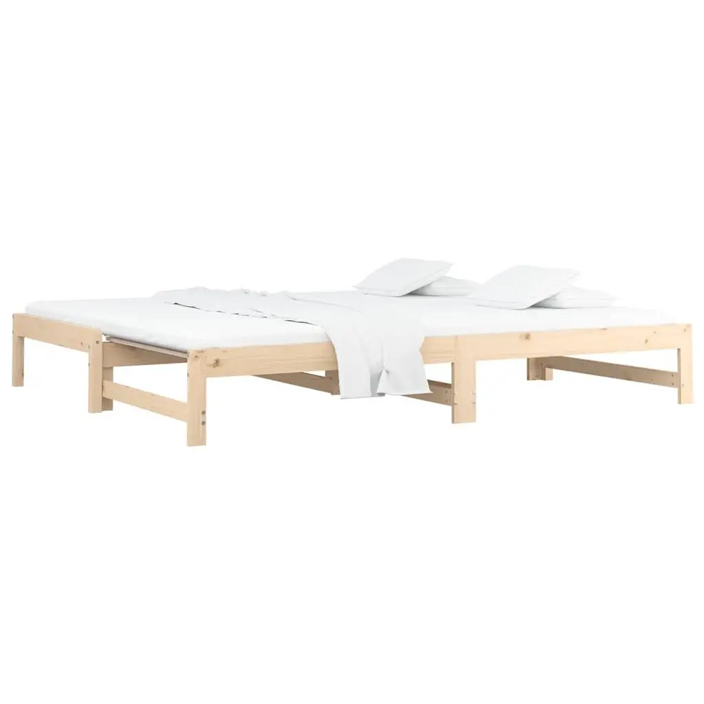Pull-out Day Bed Frame Solid Pine Wood Slatted Base 90x190cm Brown